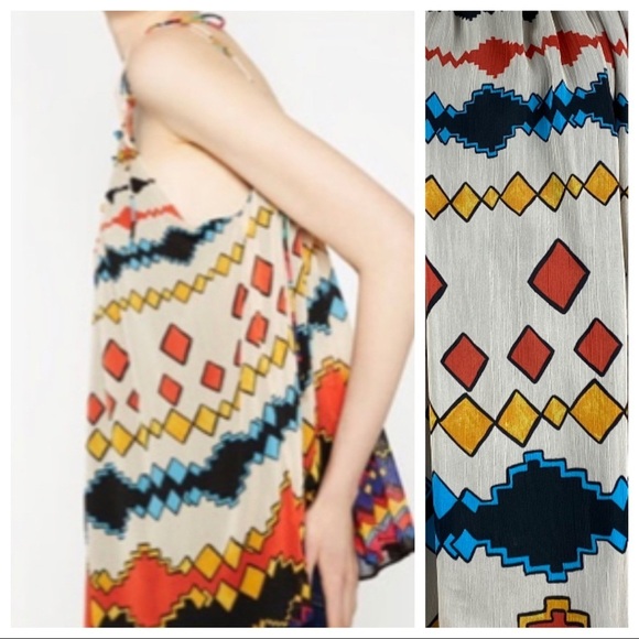 NWT. Zara Ethnic Print Drawstring Tank Top. Size M - Picture 5 of 8